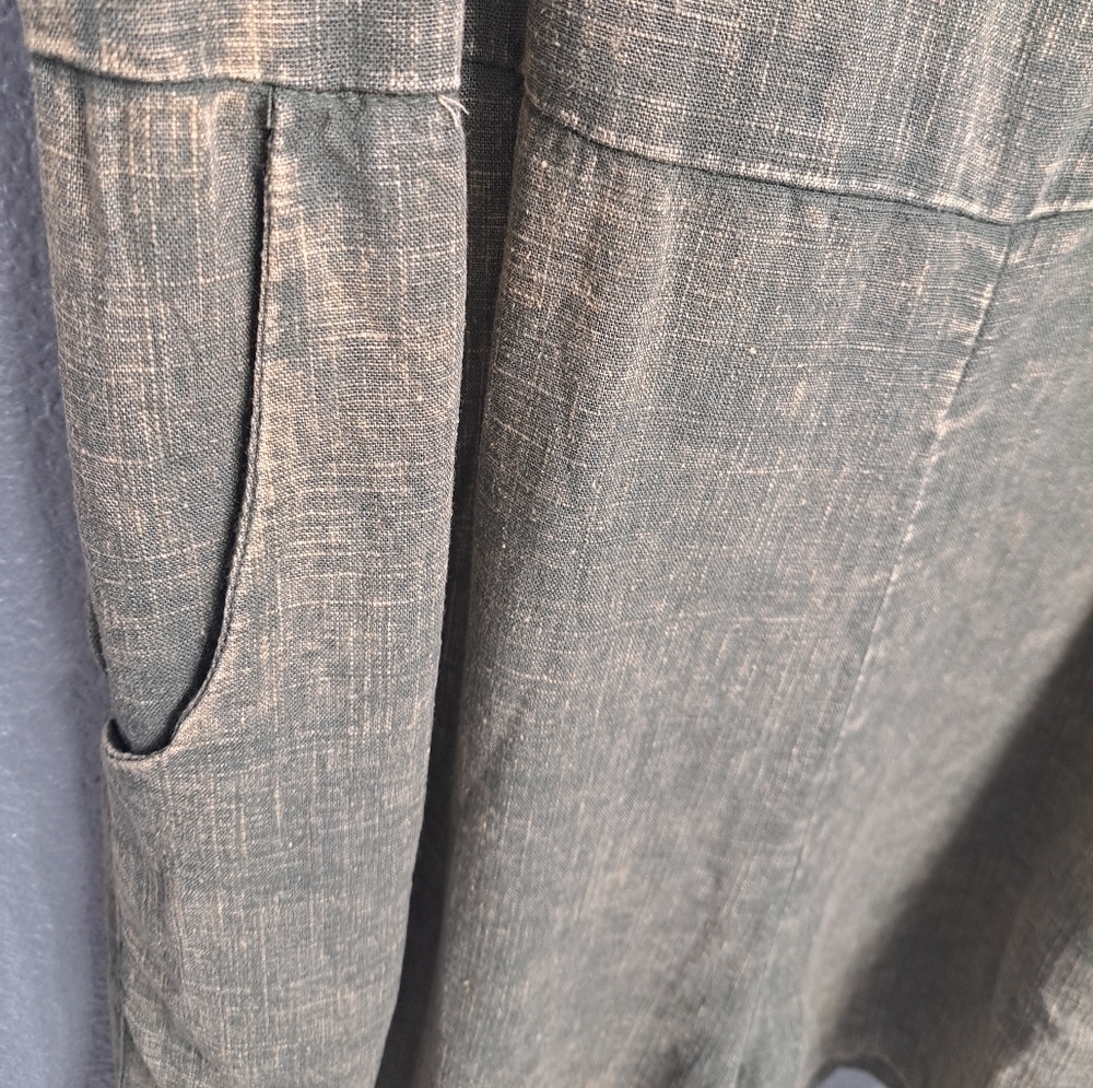 NWT 100% Washed Linen Olive Green Heather Romper - Picture 10 of 14